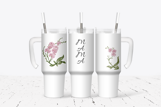 Mother's Day Mama Pink Flower Tumbler