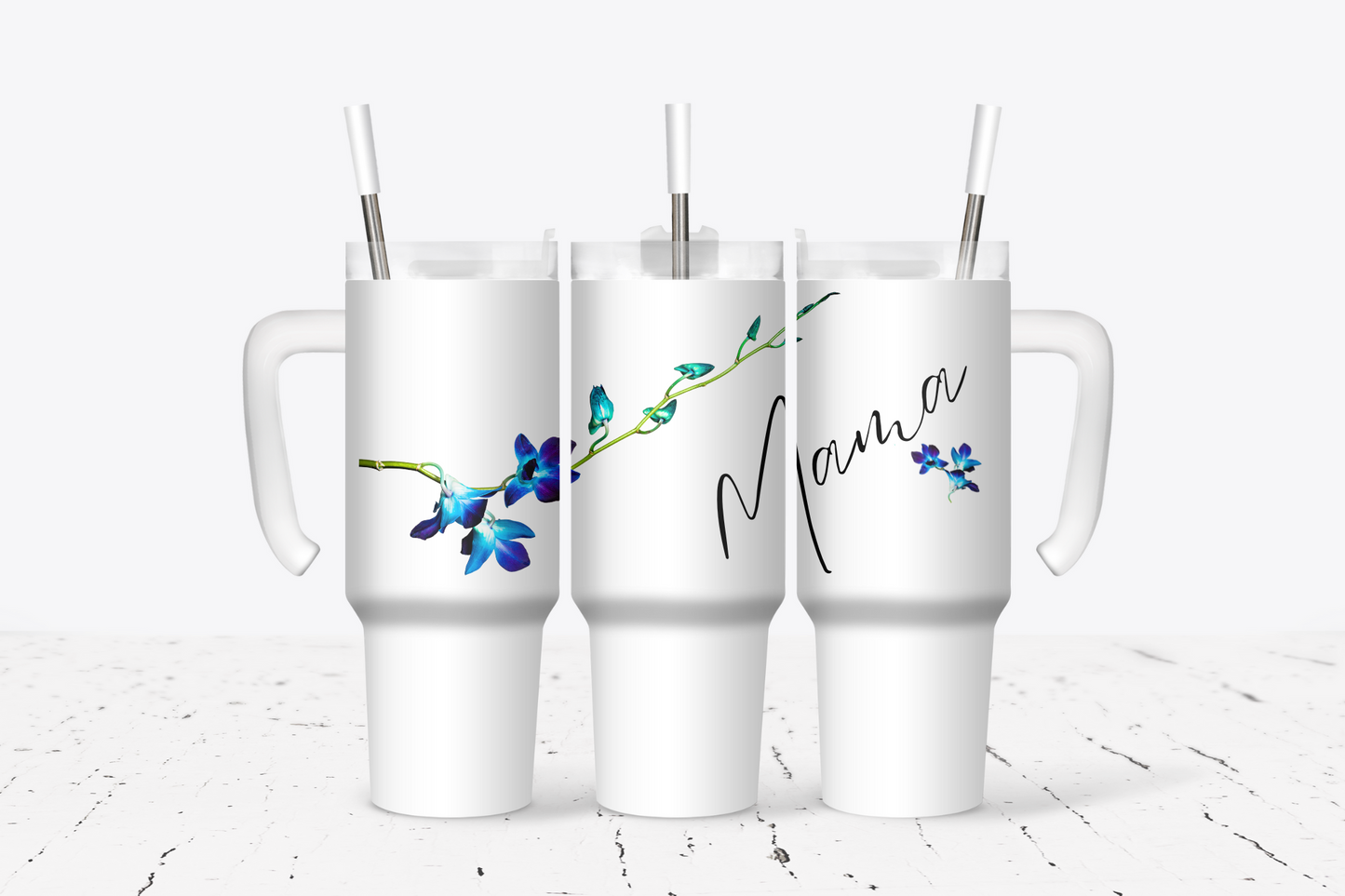 Mother's Blue flower Mama Tumbler