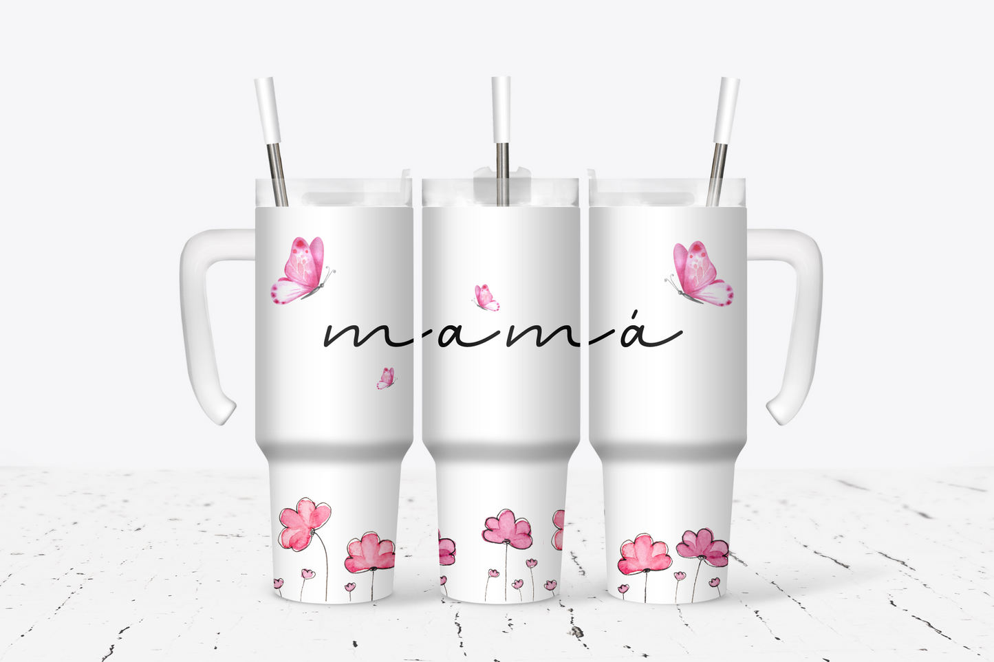 Mother's Day Pink Butterfly Mama Tumbler