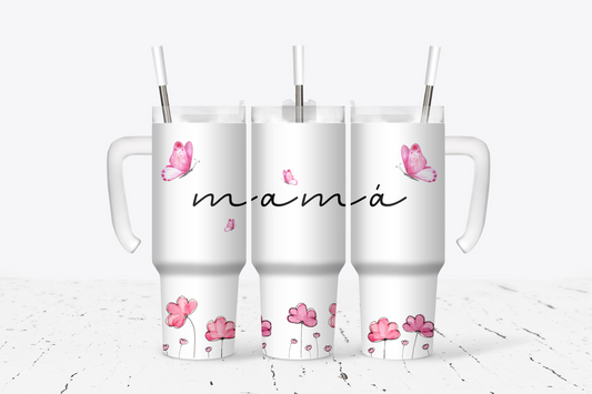 Mother's Day Pink Butterfly Mama Tumbler