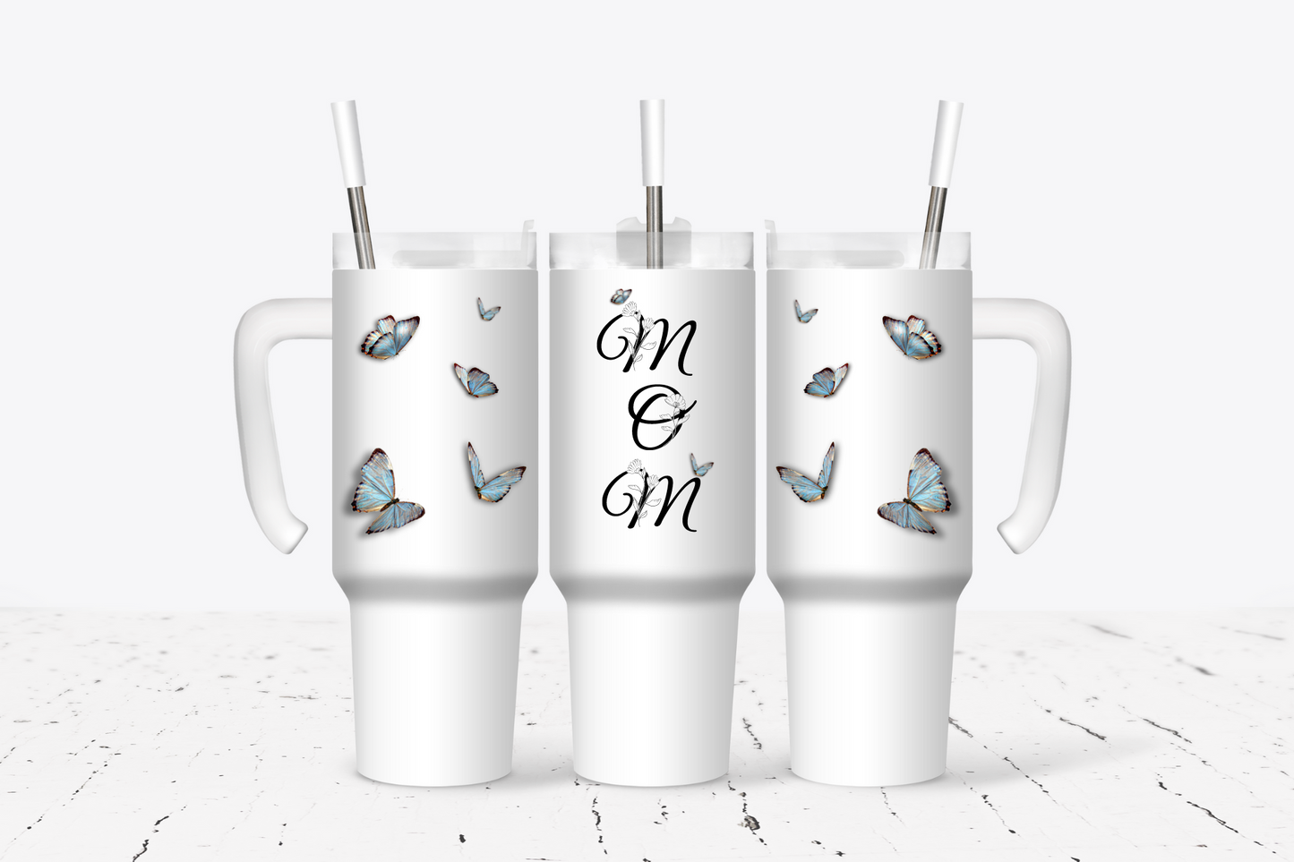 Mother's Blue Butterfly MOM Tumbler