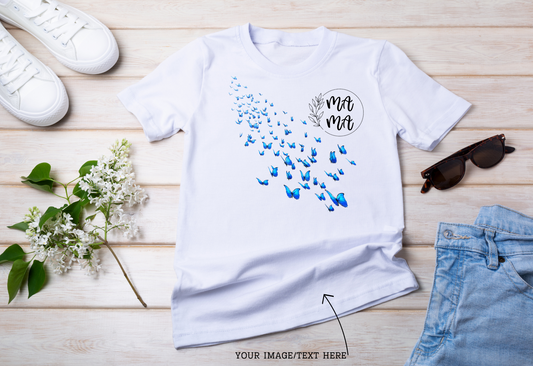 Blue Butterfly Mama T-Shirt