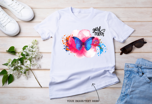 Flower Butterfly Girl Mom T-Shirt