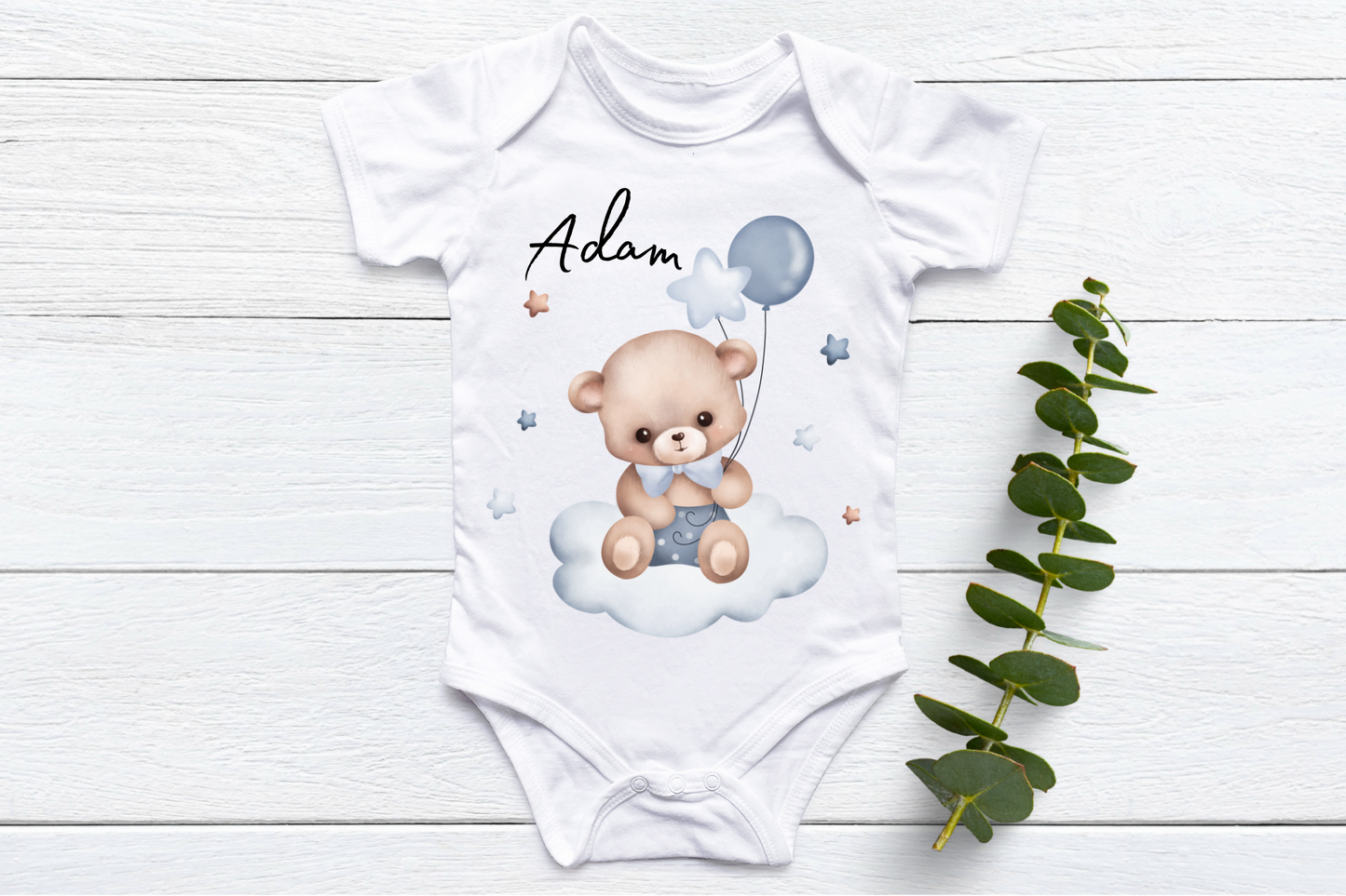 Cloud Teddy Bear with name Onesie